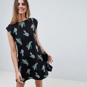 ASOS Design Cactus Print Mini Swing Dress